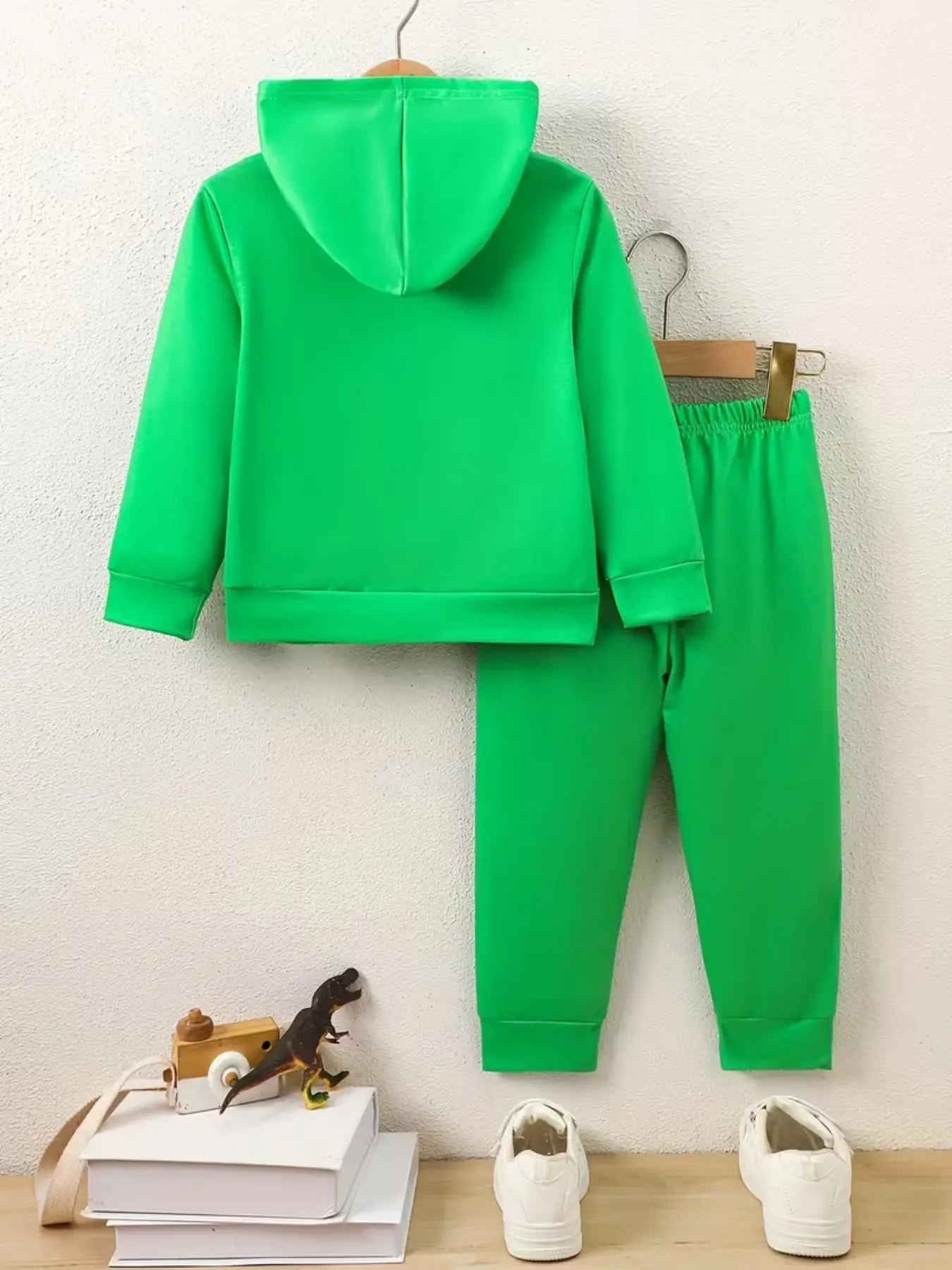 Boys' Spring Summer Dinosaur Print Hoodie Set, Cartoon