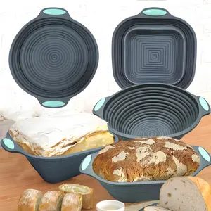 Silicone Collapsible Fermentation Basket Set, Square Round Oval Shape Large Capacity Dough Proving Tray, Silicone Baking Mold for Home Use, Proofing Basket