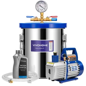 VIVOHOME 5 Gallon Vacuum Chamber with Pump, 304 Stainless Steel Vacuum Degassing Chamber Kit with 3.5 CFM 1/4 HP Single Stage Vacuum Pump and Oil