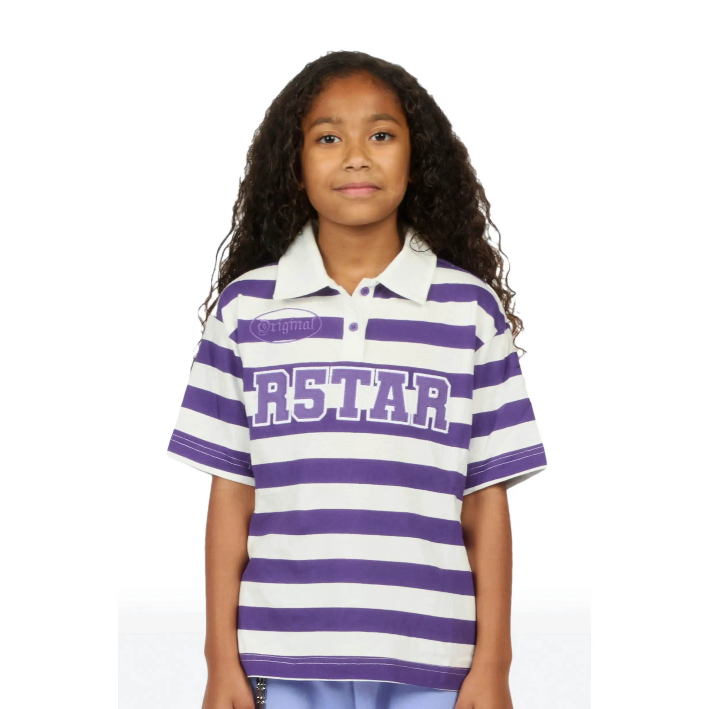 Girls Fintan Purple/Cream Polo