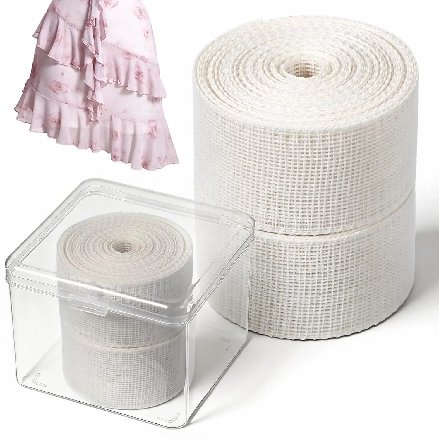 2 Rolls 10 Yards 1.38 Inch Width Fishbone Narrow Hemming Tape Reusable Seam Hemming Guide Sewing Accessories For Sewing