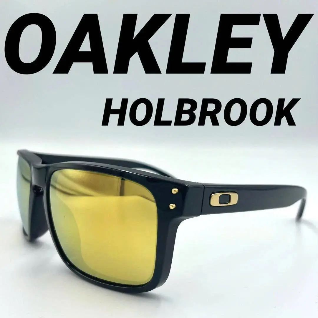 Holbrook  Black Frame/Gold Len Polarized Sunglasses, UV400 Outdoor Eyewear