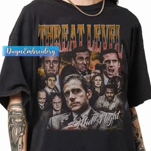 Vintage 90s Graphic Style Threat Level Midnight T-shirt, The Office Threat Level Rap Shirt, Gifts For Man And Women Unisex T-shirt DBN RZL