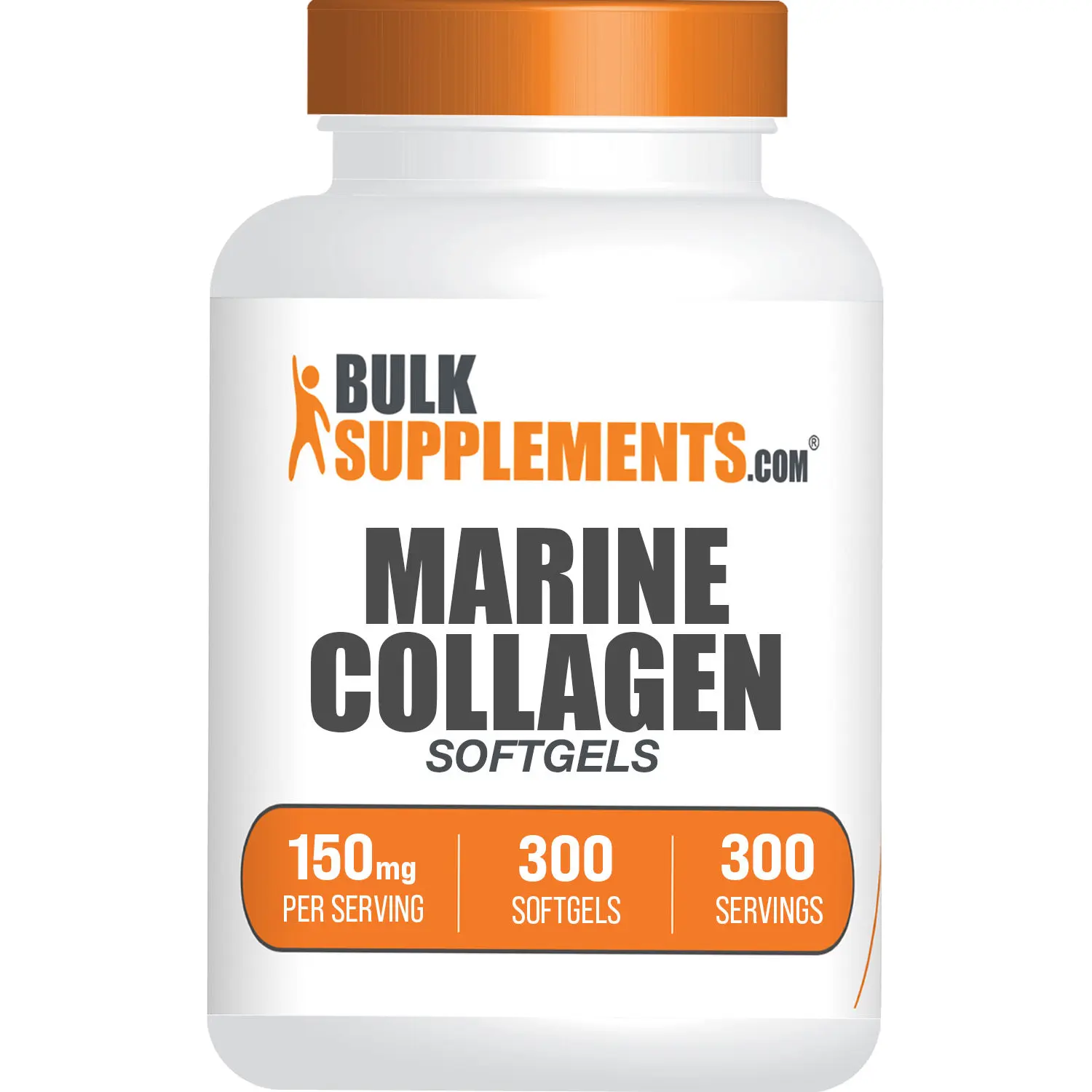 BulkSupplements Marine Collagen Softgels - Hydrolyzed Collagen Protein Natural Supplement for Anti-Aging, Gut Health, Healthy Skin, Stronger Hair & Nails - 300 Softgels, 150mg per Serving, Natural Supplements