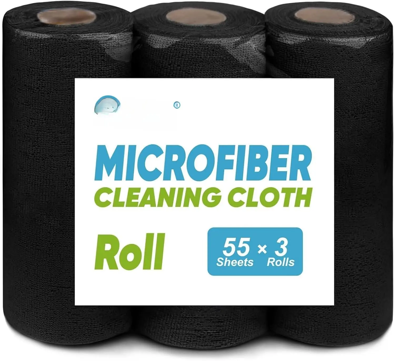 Black Synthetic Disposable Microfiber Cleaning Towel - 3 Rolls (165 Sheets Total), Durable Washable Indoor Spot Clean Cloths, 119in Household & Automotive Rags