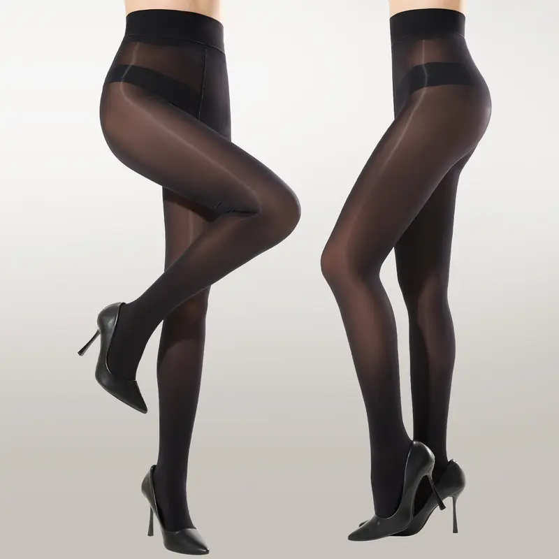 MANZI Women's Shiny Sheer Tights High Waist Pantyhose Silky Spandex Stretch Oil Shimmer Nylon Stockings Dressy Legwear for All Seasons SpringStatements Basic Lightweight Elastic Womenswear Sun