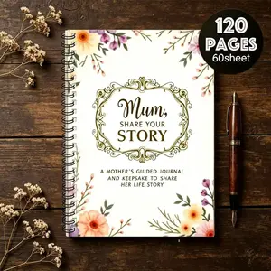 Guided Journal for Moms, Life Story Memorial Notebook, Personalized Memory Keeper, Perfect Gift for Mothers, Inspirational Writing Companion