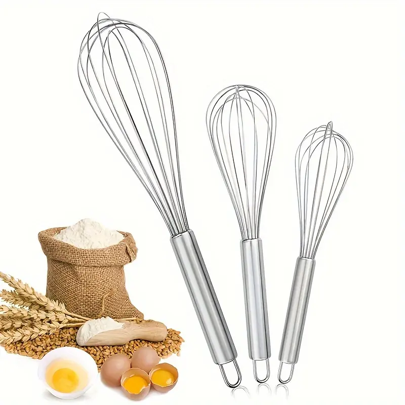 1Pc 420 Stainless Steel Egg Beater - Heat-Resistant Mixer for Non-Stick Cookware, Perfect for Egg Whisking, Baking, Cooking & Milk Frothing, Baking Tools