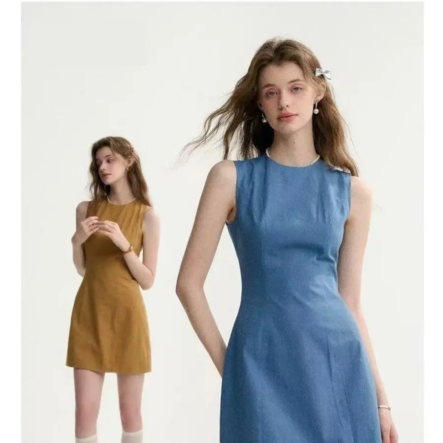 French Style Sleeveless Halter Neck Mid-Thigh Skirt Cotton Blend Casual Elegant Fit Loose Polyester Women's French Style Sleeveless Halter Neck Mid-Thigh Skirt Cotton Blend Casual Elegant Fit Loose Polyester Women's