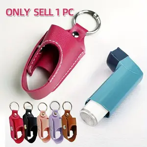 Leather Inhaler Storage Bag, Portable Keychain, Keychain For Bags, Car Keychain, Outdoor Portable Inhaler Spray Bottle Cover, Lightweight & Anti-lost