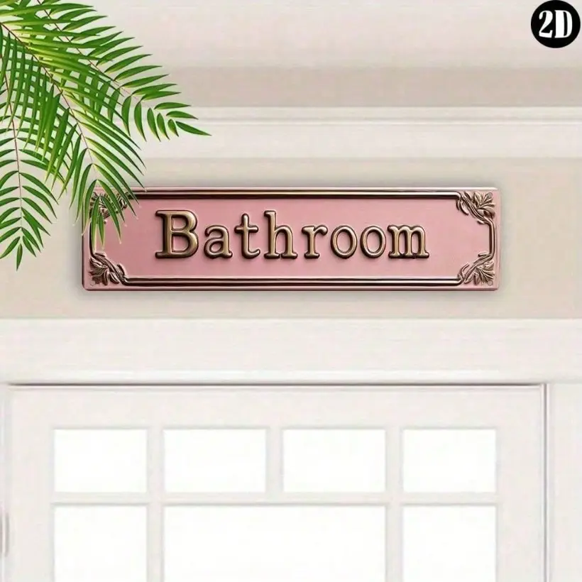 Vintage Bathroom Aluminum Sign, Rustic Style Home Café Restroom Decor, Bathroom Signs Decor, Easy Installation, Durable Fade-Resistant Wall Art