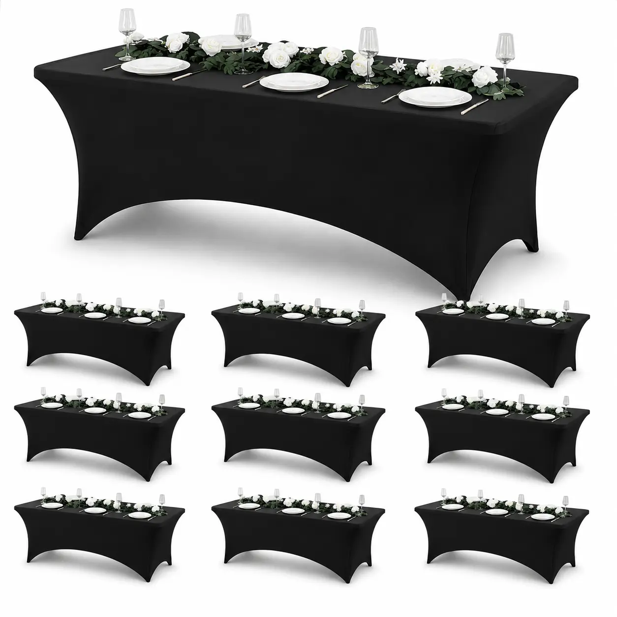 Craft And Party 12 Pack Spandex Tablecloth, Fitted Tablecloth, Stretch tablecloth for arty, Wedding, Cocktail, Banquet, Festival, Tradeshow Festive Decoration Graduation Ceremony Decoration