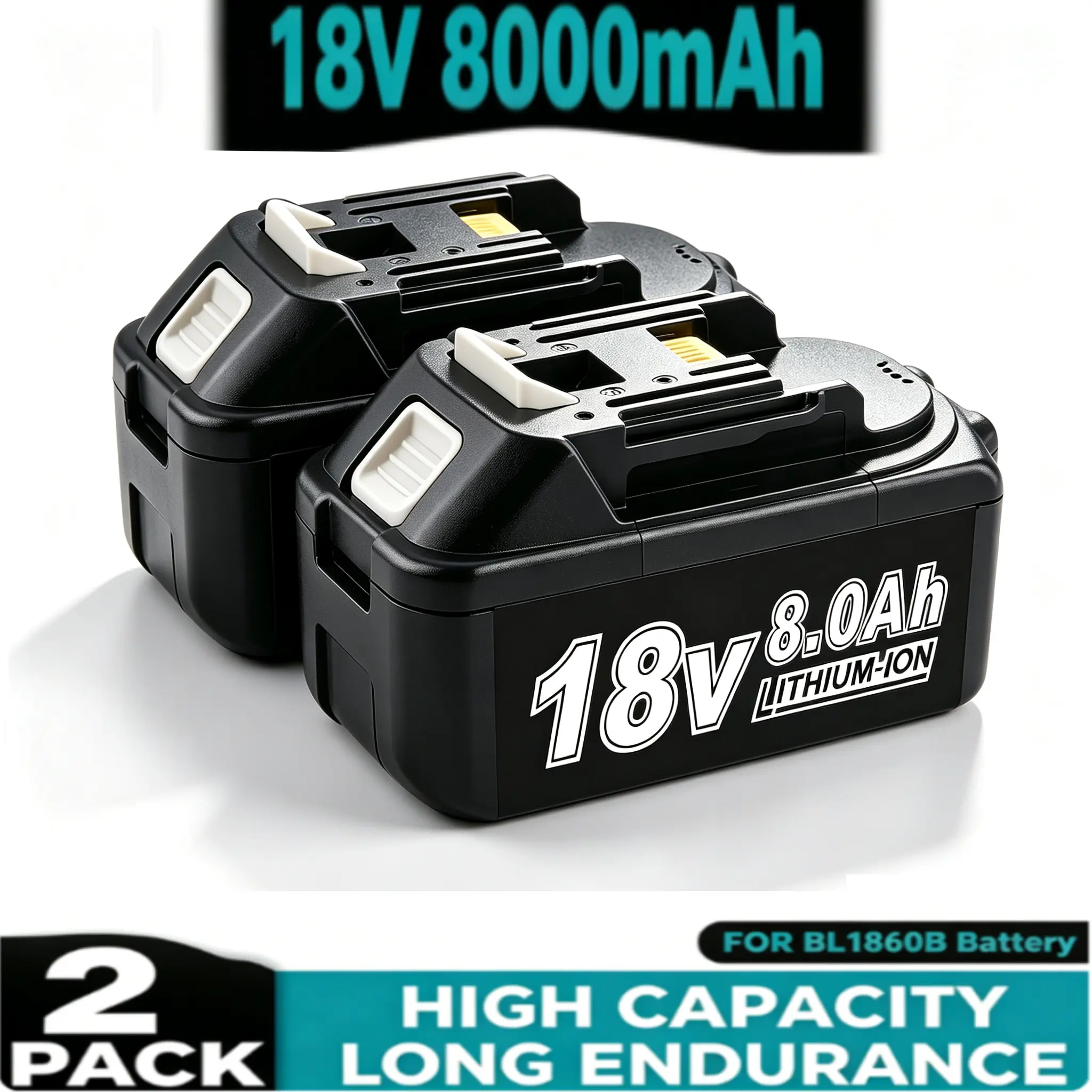 18V 8000mAh Lithium-ion Replacement Battery Compatible with Makita BL1860B LXT Power Tool Battery