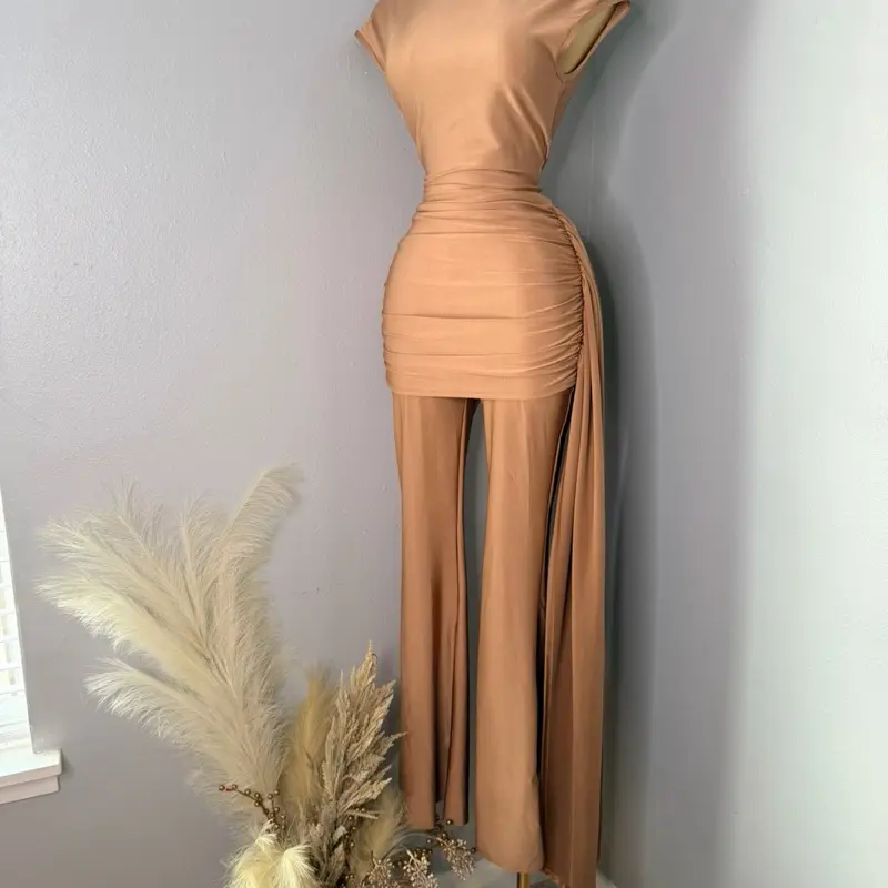 Ophelia Jumpsuit - Elegant brown Color with Ruched Design, Events