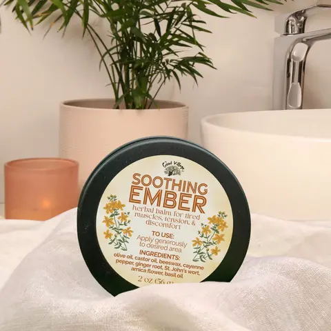 Soothing Ember: Herbal Balm for Tired Muscles, Tension, & Discomfort - with Cayenne, Arnica, St. John's Wort, Ginger, & Sweet Basil - Circulation Support & Energetic Flow