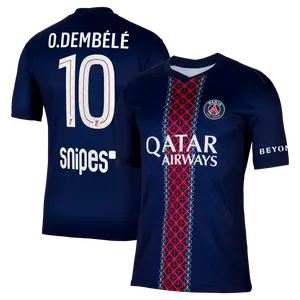 Unisex Soccer/Football PSG Team DEMBÉLÉ #10 Champions League/Ligue 1 2025/26 Home/Away Replica Jersey - Navy/Red