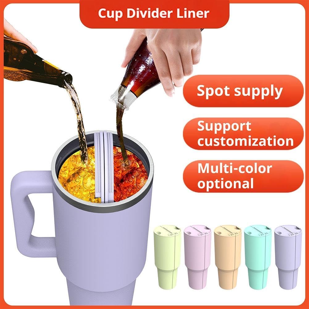 2-in-1 Drink Separator Silicone Liner for Stanley Cup 40 oz, Inner Cup Section Tray for Stanley Cup Dual-Sided Drink, Reusable Cup Divider for Coffee, Juice, Cocktails, Whiskey 2-in-1 Drink Separator Silicone Liner for Stanley Cup 40 oz, Inner Cup Section Tray for Stanley Cup Dual-Sided Drink, Reusable Cup Divider for Coffee, Juice, Cocktails, Whiskey