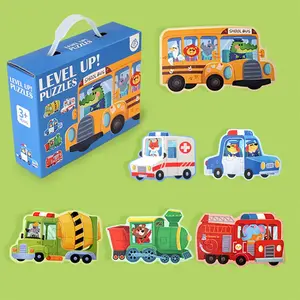 Cartoon Transportation Pattern Puzzle Toy, 1 Box Puzzle Game, Six-in-one Large Paper Puzzle, Birthday Gift, Montessori Puzzles Gift