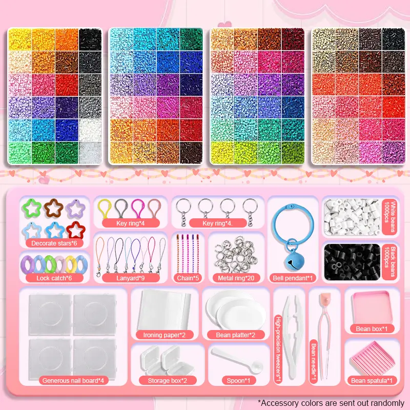 96-Colors 2.6mm Fuse Beads Kit, Mini Melting Beads Craft Set with Pegboards, Ironing Paper, Tweezers & Hooks, DIY Pixel Art Supplies for Halloween Crafts, Christmas Crafts, Holiday DIY Activities & Creative Gifts, Festival Craft Gift