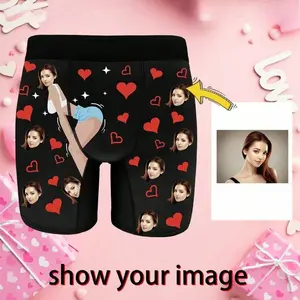 1pc Custom  Boxers With Picture, Personalized Face Photo Boxers, Funny Underwear  Valentine's Day/ Anniversary/ Wedding/ Birthday Gifts,  Gift Funny Gifts For Dad/Husband/Boy Friend Soft Stylish Brief Slim Fit