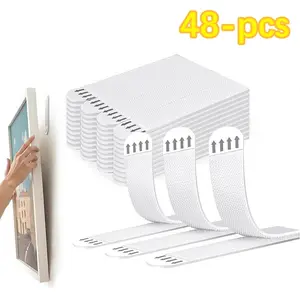 48-pcs Double-sided Wall-mounted Adhesive Tape, pcsDamage-free Velcro Adhesive Strips, HomeRemovable Adhesive Wall Mounting Strips forFrame Hanging, Summer for Gift, Strong Adhesion