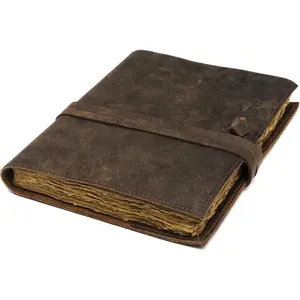 Refillable Vintage Leather Journal - Book of Shadows Journal, Writing  Handmade Antique Deckle Edge Paper, Vintage Leather Journal (Vintage Brown)