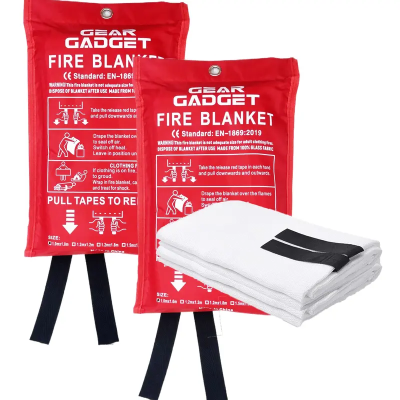 Emergency Fire Blanket for Home and Kitchen Fire Extinguishers for The House x2 Prepared Fire Blankets 1m² Emergency Fire Blanket Quick Release in Case for Home Office Car