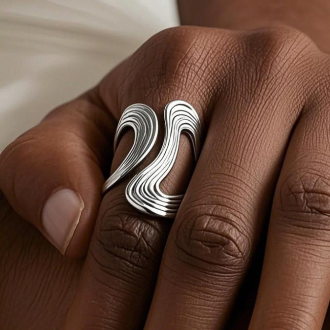 Chunky Gold Tone Ring for Women – Bold Minimalist Statement Band, Stainless Steel Jewelry