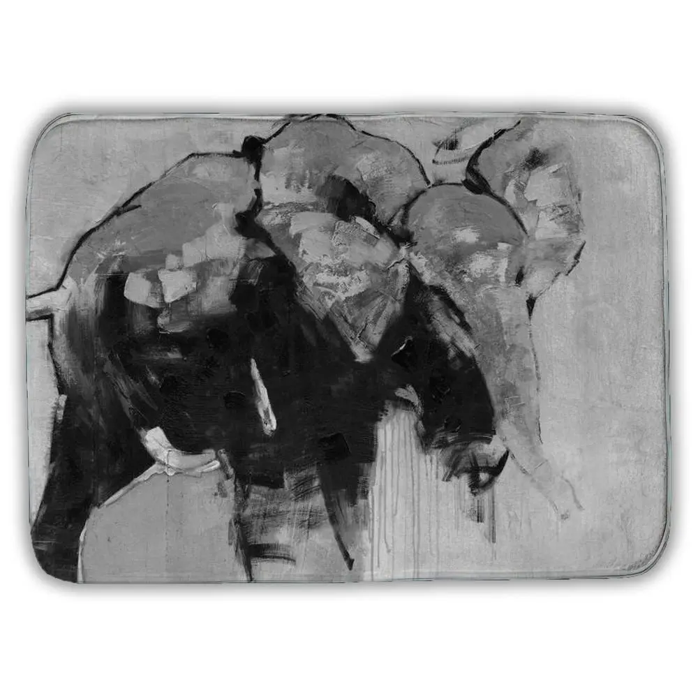 360 stand Absorbent Rectangle Bath Mat - 17x24 in, Modern Monochrome Gray Elephant Design, Minimalist Home Bathroom Decor, Ideal Gift, Bathroom Supplies, Microfiber Towel, Anti-Slip Grip Bath Mats
