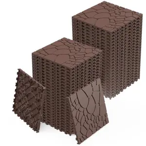 Stone texture 12" Patio Deck Tiles, DIY Module Interlocking Decking Tiles Floor Tile,Easy and Quick Installation Court Tiles for Porch Poolside Balcony Backyard 44pcs Brown