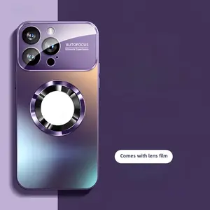 Phone Case - Luxury Titanium Metallic Color New Matte Phone Case for Iphone 16 15 14 13 12 11 Pro Max Plus Magnetic Wireless Charging Case Shockproof Glass Camera Lens Protection Cover
