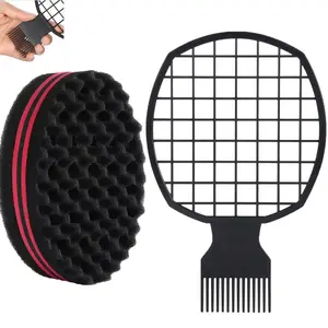 2 Pieces Afro Twist Hair Comb, Wave Curl Barber Tool, Hair Brush for Natural Coils Hairstyling
