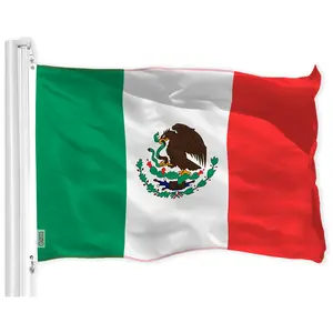 G128 Mexico Mexican Flag | 2x3 Ft | LiteWeave Pro Series Printed 150D Polyester | Country Flag, Indoor/Outdoor, Vibrant Colors, Brass Grommets, Thicker and More Durable Than 100D 75D Polyester