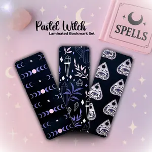 Pastel Witch Laminated Bookmark Set of 3 - Gift for Readers Witches Book Accessories Planner Journal Accessories Witchy Stationery Bookish Gift Cute Kawaii Bookmarks decorative bookmark