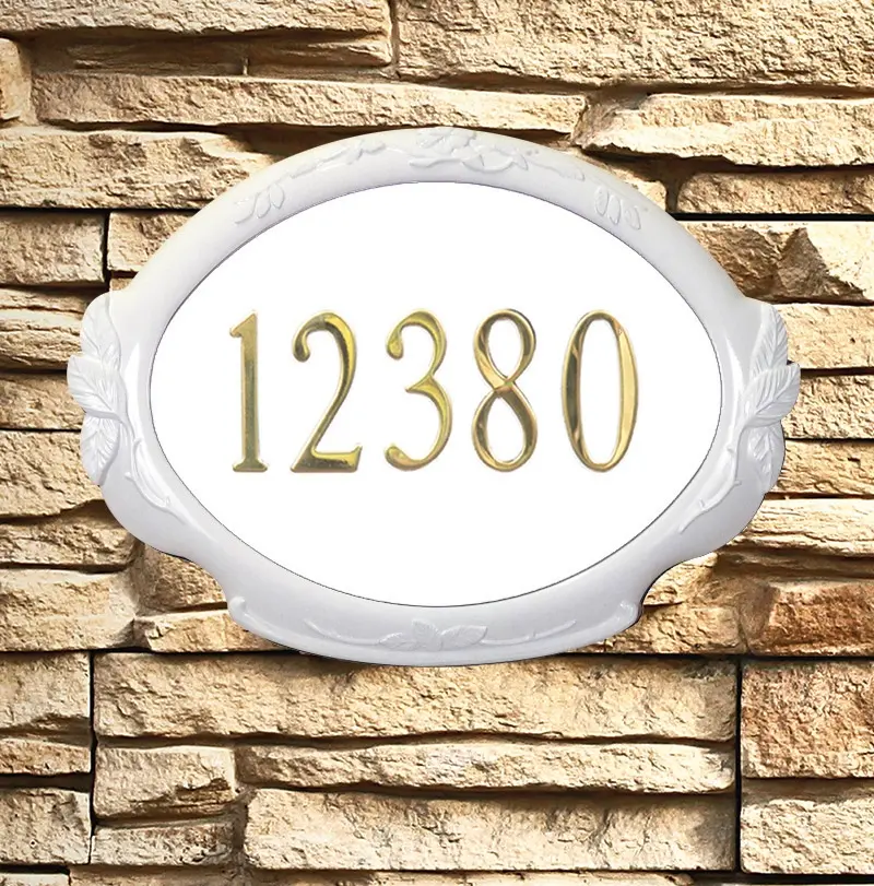Special Lite Products SAP-4110-WH Floral Aluminium House Marking Address Plaque - Powder Coated White, Light Home Supplies Outdoor Home Decor Sign, Flowers