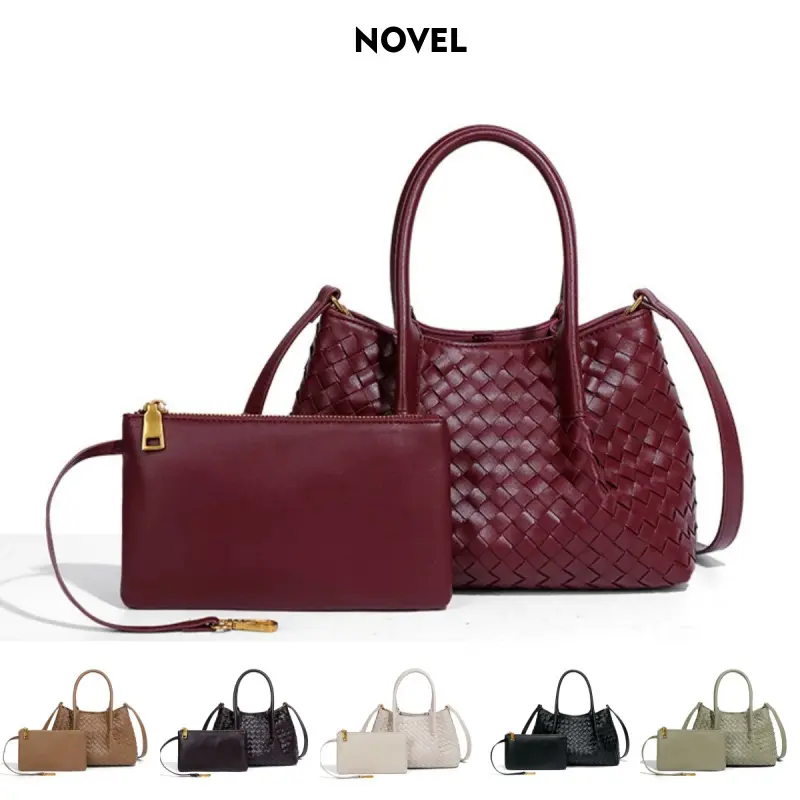 Women's Chocolate Exquisite Handwoven Tote – Commuter-Friendly Large Capacity, Stylish Minimalist, Convertible Shoulder/Crossbody Bag with Free Coin Purse, Shoulder Strap, Pu Leather, Chic