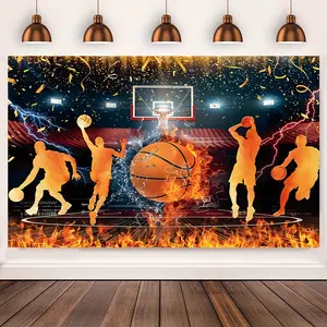 1pc, Fire Basketball Ceremony Vinyl Backdrop - Great For Birthday Parties, Wall Sign Photo, Great For Photography, Holiday Party Supplies, Decoration - Birthday Theme - Available In Two Sizes. Banners Ornaments