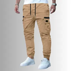 Spring And Autumn Men's Outdoor Casual Pants Workwear Jogger with Pockets & Drawstring for Men
