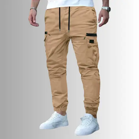 Spring And Autumn Men's Outdoor Casual Pants Workwear Jogger with Pockets & Drawstring for Men