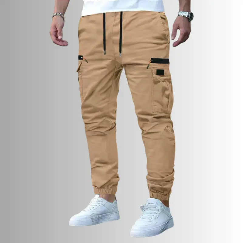 Spring And Autumn Men's Outdoor Casual Pants Workwear Jogger with Pockets & Drawstring for Men