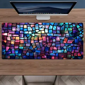 Rainbow Glass Large Gaming Mouse Pad,Aesthetic Desktop Drotection Pad,Desk Accessories,Washable Rubber Pad Non-Slip Lock Edge Multi-Size Mouse Pad Suitable For Home Office,Good Gift for Family and Friends