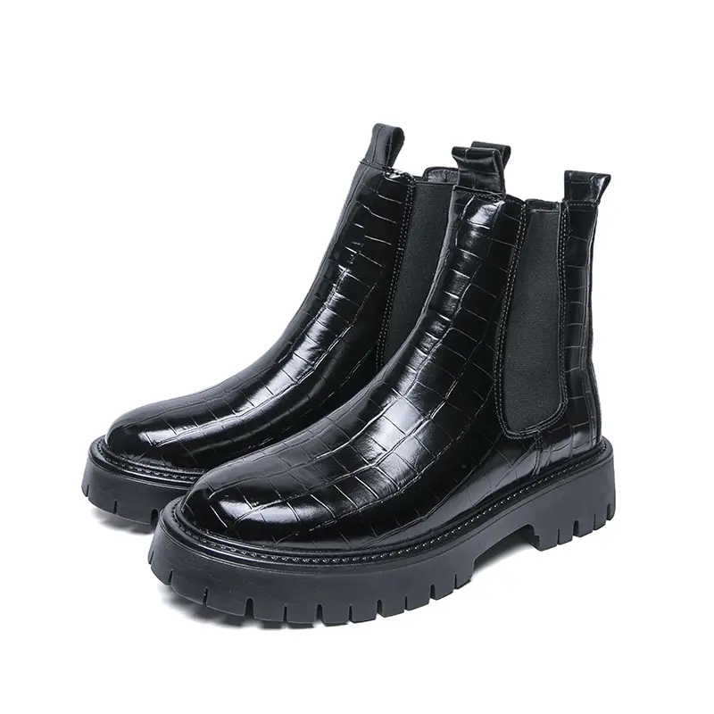 Men’s thick-soled shaft boots, high-top Chelsea boots, 2026 Fall/Winter new men’s fashion plus-size work leather boots