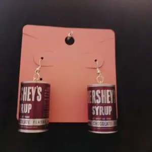 Vintage Hershey's Chocolate Flavor Syrup Can Earrings - Unique Food-Themed Jewelry for Food Lovers