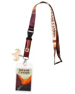 Grand Canyon National Park Lanyard With Wooden Big Horn Sheep Charm Breakaway Clasp and Clear ID Holder Keychain