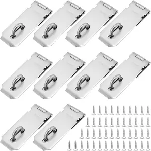 10 PCS Stainless Steel Heavy Duty Security Padlock Hasp Latch with Mounting Screws, Durable Door Lock Hasp for Doors and Cabinets