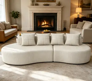 3-Seat Modern Curved Half Moon Sectional Sofa, Minimalist Elegant Compressed Modular Indoor Living Room Furniture chronicles couch