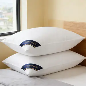 White soft breathable pillow that alleviates neck and shoulder pressure, hypoallergenic and breathable, with high resilience for long-lasting support.