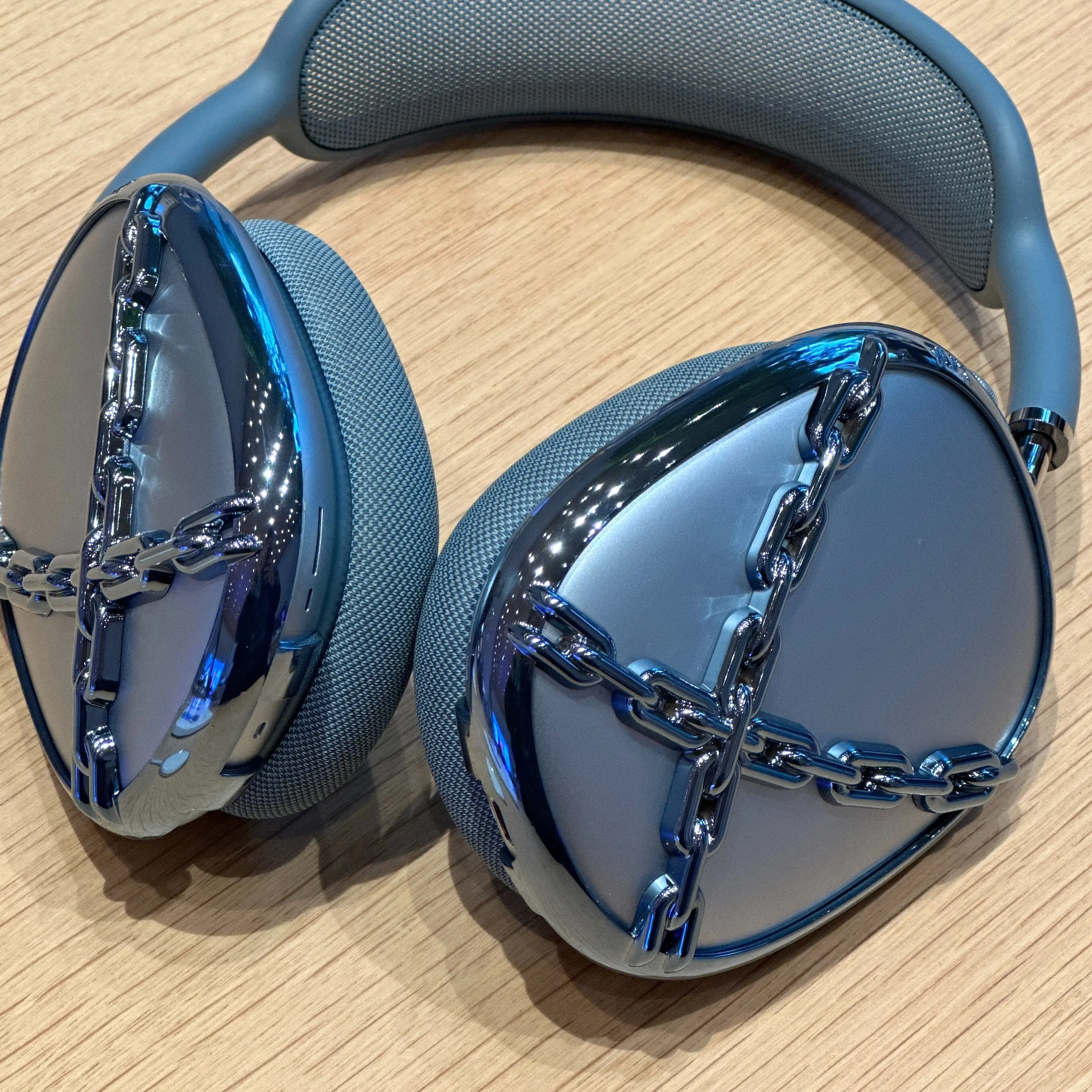 qlix Blue Chain Frames for AirPods Max 1 & 2, Durable Lightweight