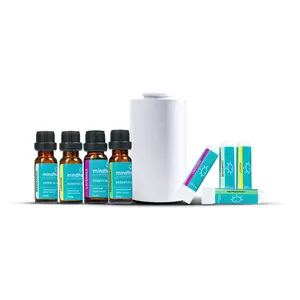 Mindthol Starter Bundle - Mini Waterless Diffuser & 4 Signature Essential Oils for Clarity & Focus - Perfect Gift for Mental Wellness