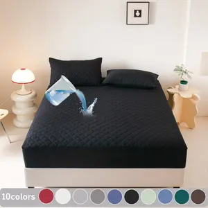 2/3PCS Waterproof Mattress Protector Set – Thin Diamond Quilted Fitted Sheet with Pillowcases, 6"-18" Deep Pocket, Soft Noiseless Breathable & Stain-Resistant, Machine Washable Bedding for Bedroom, Dorm, Kids & Pets, Waterproof Mattress Cover